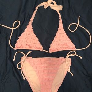 Victoria Secret Swimwear Peach Ruffled Bikini